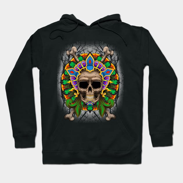 Skull with headdress Hoodie by artnsoul79